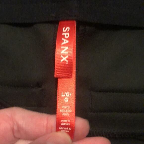 SPANX Brand Women's Large Black Leather-Like Flare Pant Pull On Size 10-12 - Picture 2 of 6